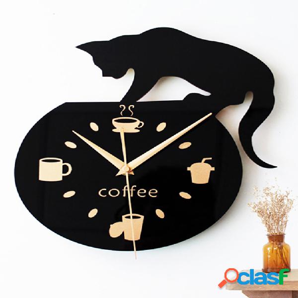 Silent Art Wall Reloj Cute Climbing Gato para decoración de