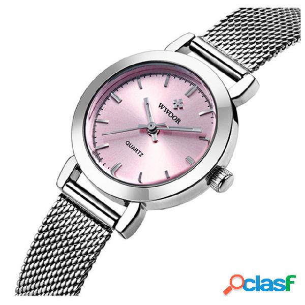 Simple Diseño Elegante Reloj de pulsera para mujer Malla de