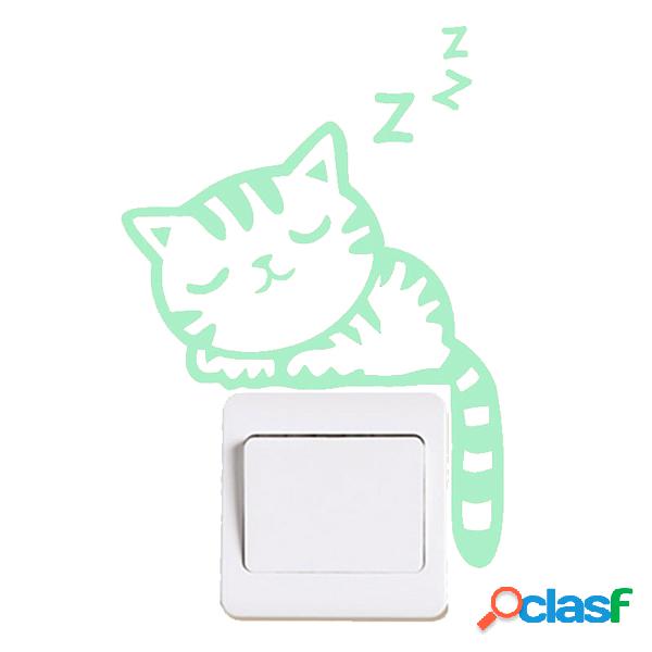 Sleeping Cat Creative Luminous Switch Sticker resplandor