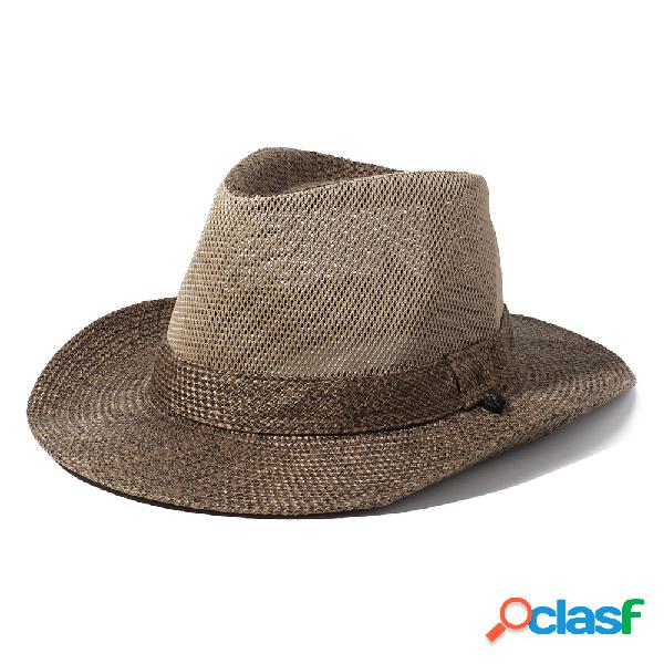 Sombrero de lino para hombre Protección UV transpirable Ala
