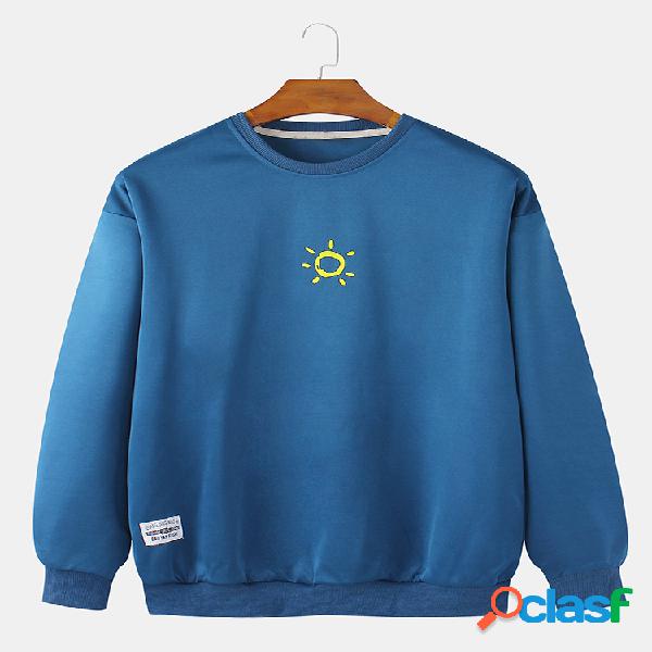 Sudadera casual con apliques con estampado de sol de