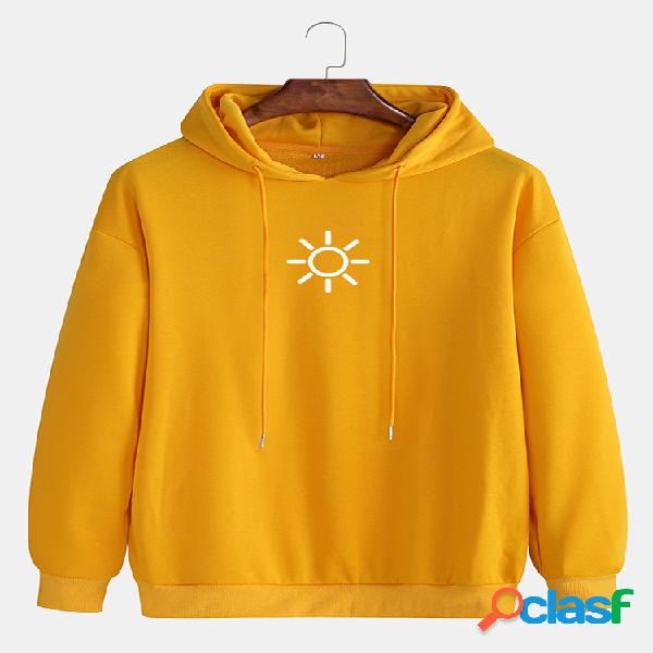 Sudaderas con capucha casuales con cordón de algodón con