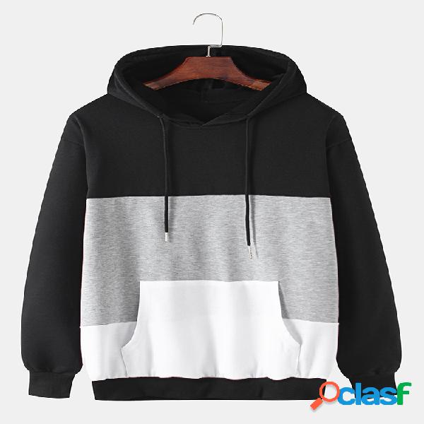 Sudaderas con capucha casuales con cordón de retazos de