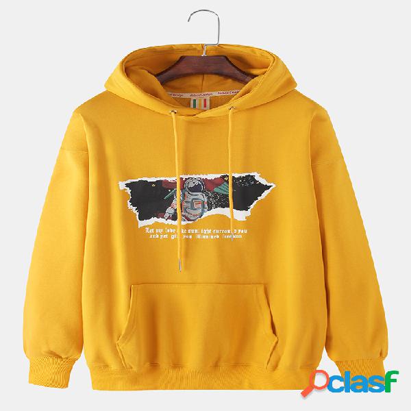 Sudaderas con capucha de bolsillo con manguito casual de