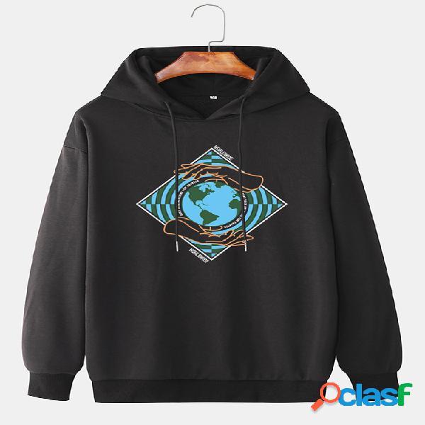Sudaderas con capucha informales de algodón con estampado