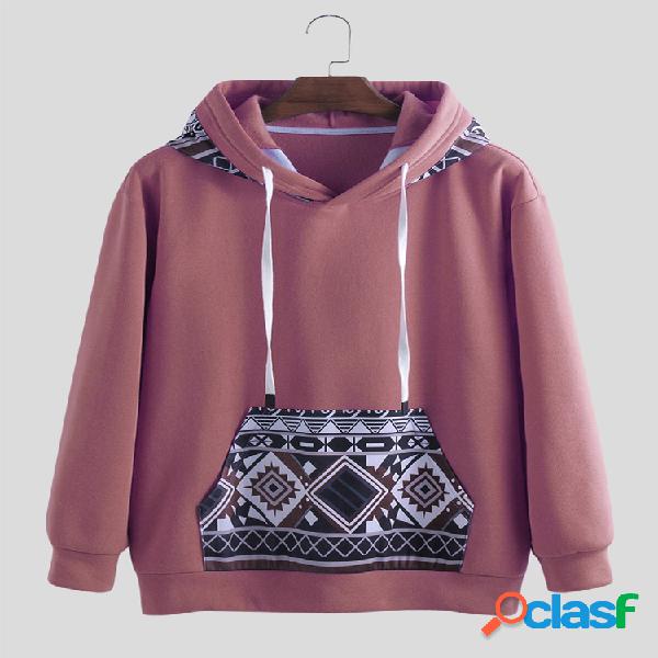 Sudaderas con capucha sueltas de estilo étnico de manga