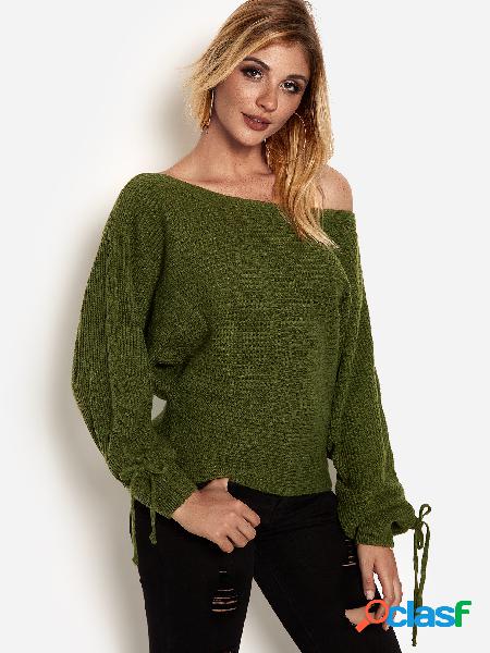 Suéter de manga larga con diseño de cordones verde militar