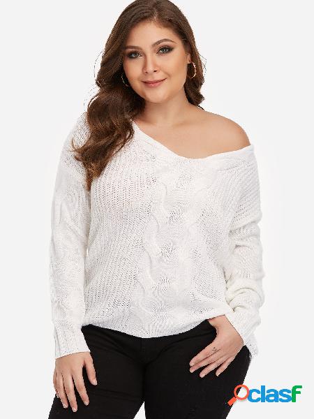 Suéter de punto blanco de talla grande
