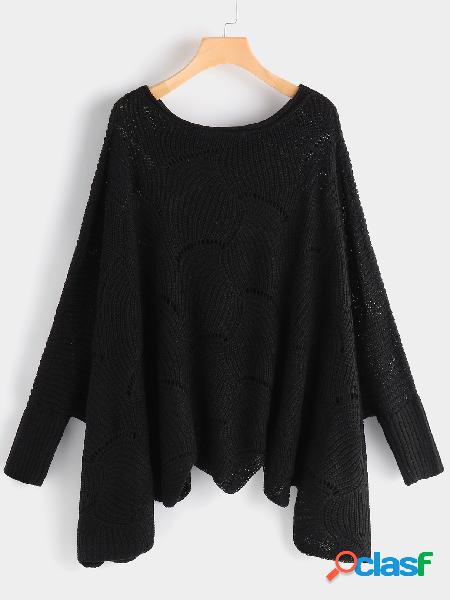 Suéter de punto con cuello redondo en color negro con