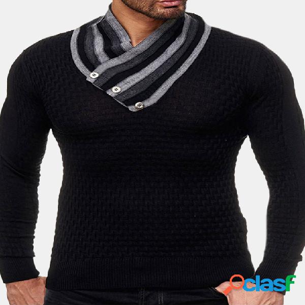 Suéter de punto de cuello alto de manga larga para hombre
