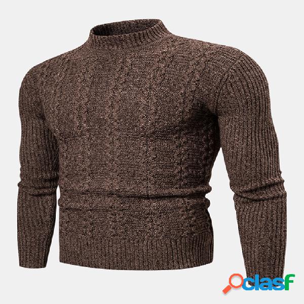 Suéter de punto trenzado de tortuga de color sólido de