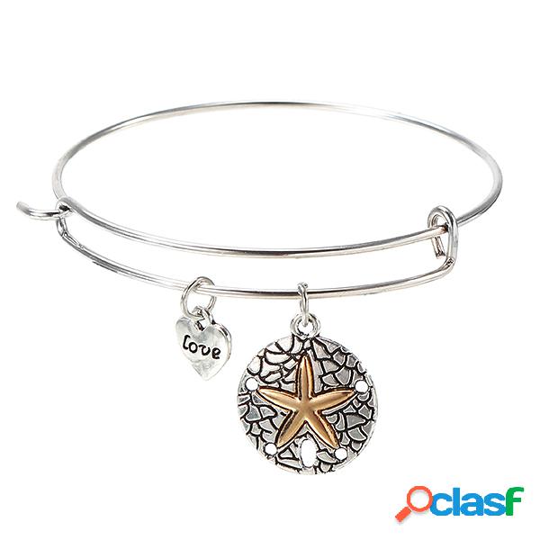 Sweet Love Heart Starfish Coin Pendant Bracelet Bracelet