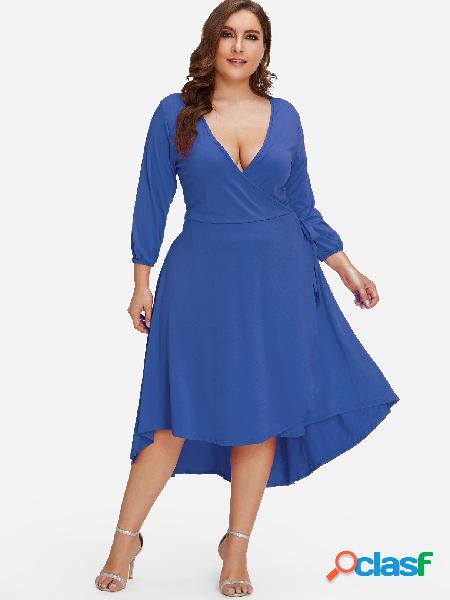 Talla extra azul mini vestido con lazo