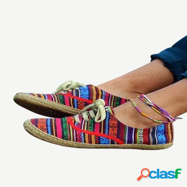 Tamaño grande Mujer Folkways Colorful Zapatos planos de