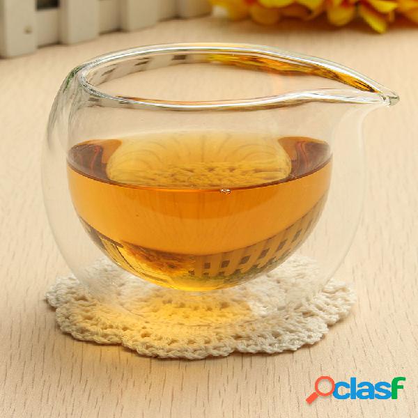 Taza de té de cristal de la jarra del té de la capa doble