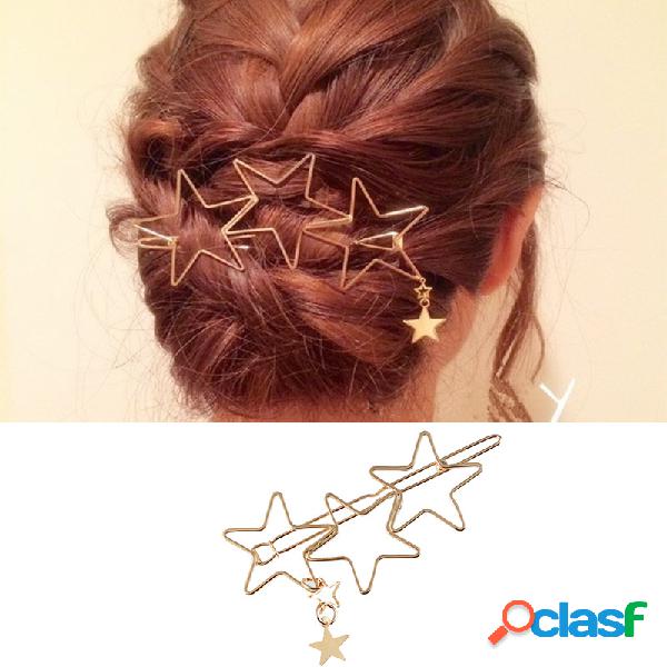 Trendy Hair Clip Accessories Hollow Five Point Stars