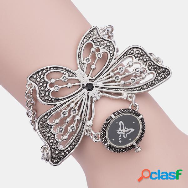 Trendy Mujer Reloj de pulsera Mariposa Imitación Titanio