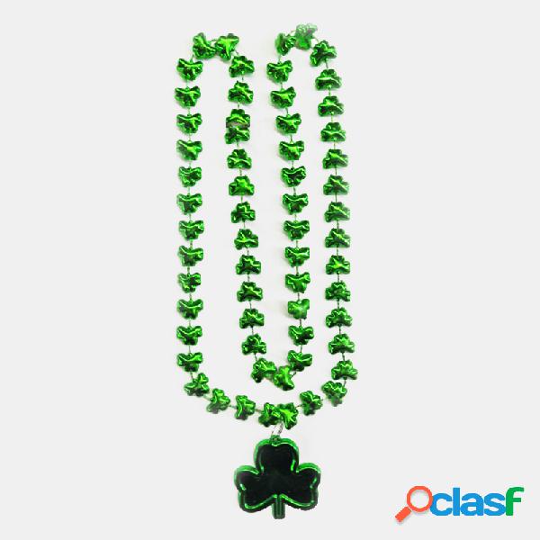 Trendy St. Patrick's Day Shamrock Bead Colgante Collar