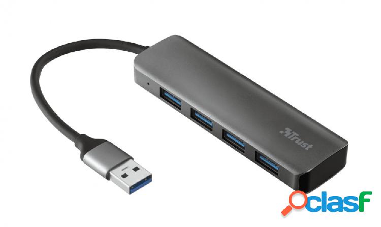 Trust Hub Halyx Aluminium USB A Macho - 4 Puertos USB A