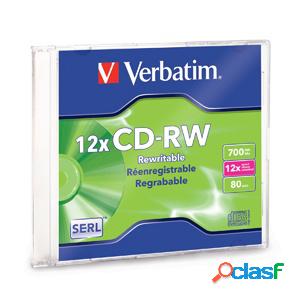 Verbatim Disco Virgen para CD, CD-RW, 12x, 1 Disco (95161)