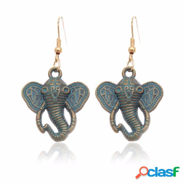 Vintage Blue Alee Elephant Long Earrings