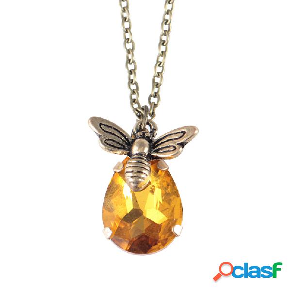 Vintage Crystal Bee colgante collares Honeybee collares de