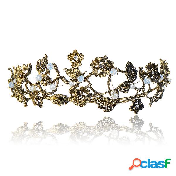 Vintage antiguo oro corona diadema barroco hojas Hairband