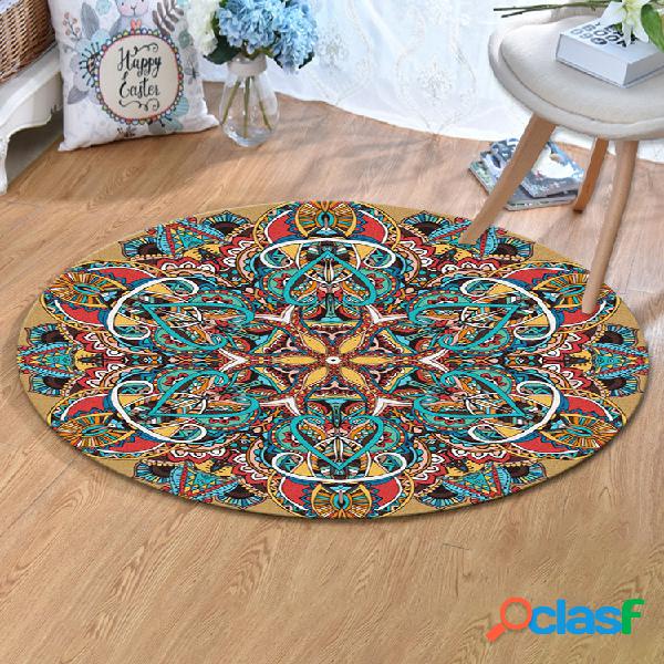 Vintage turco bohemio mandala redonda fina alfombra plana