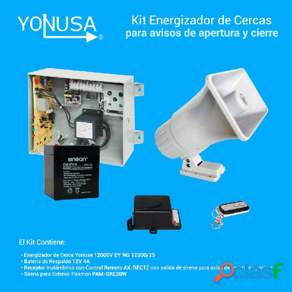 Yonusa Kit Energizador de Cerca IE100YON01-G7, con Sirena