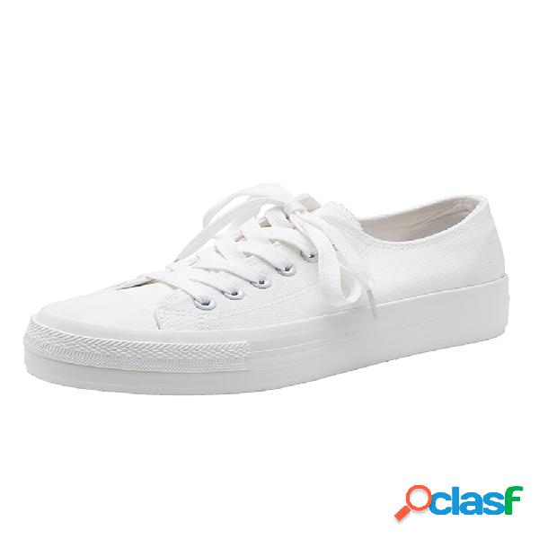 Zapato blanco de lona sólida con plataforma informal para