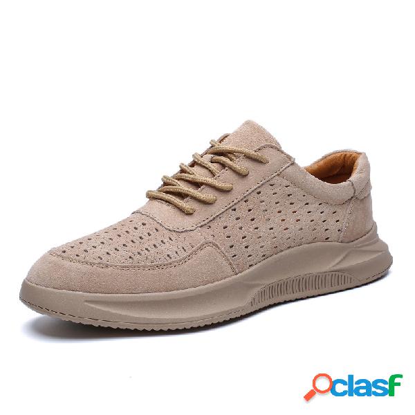 Zapatos casuales con cordones y suela gruesa transpirables