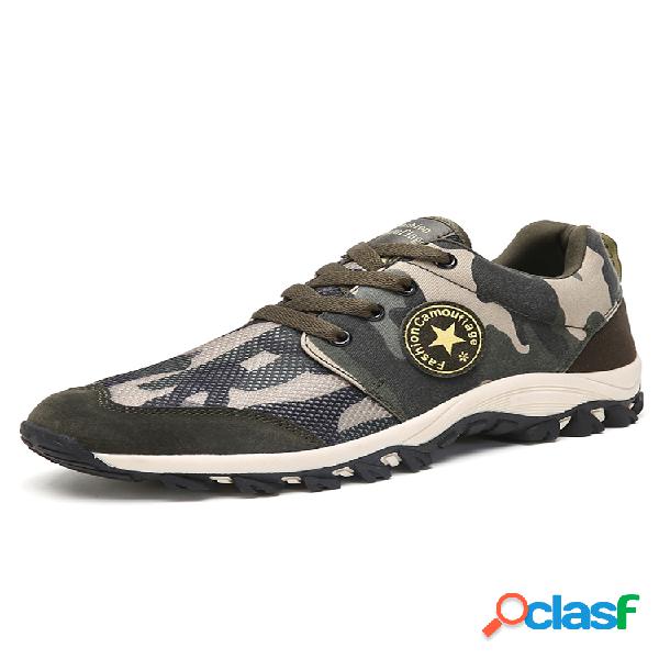 Zapatos para correr casuales de malla de lona de camuflaje