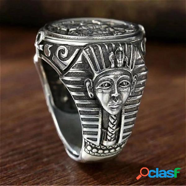 vendimia anillo de acero inoxidable Anubis egipcio antiguo