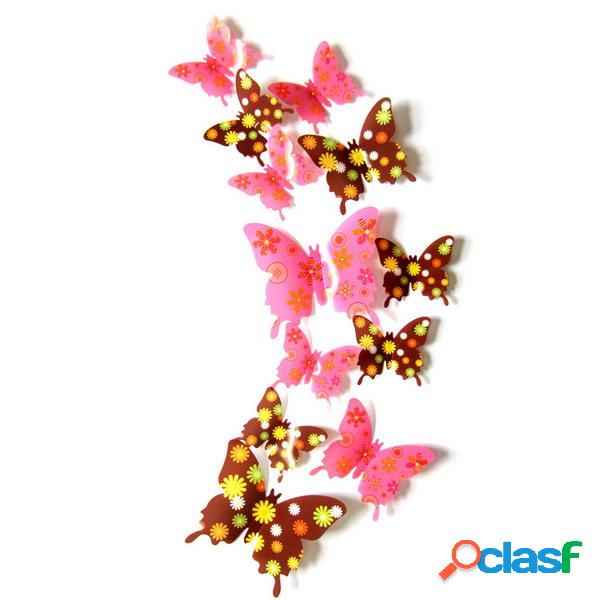 12pcs creativo mariposa pegatinas de pared brillante