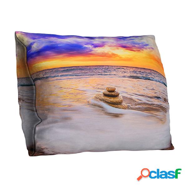 3D de doble cara Ocean Playa Sunset Printed Art Throw Fundas