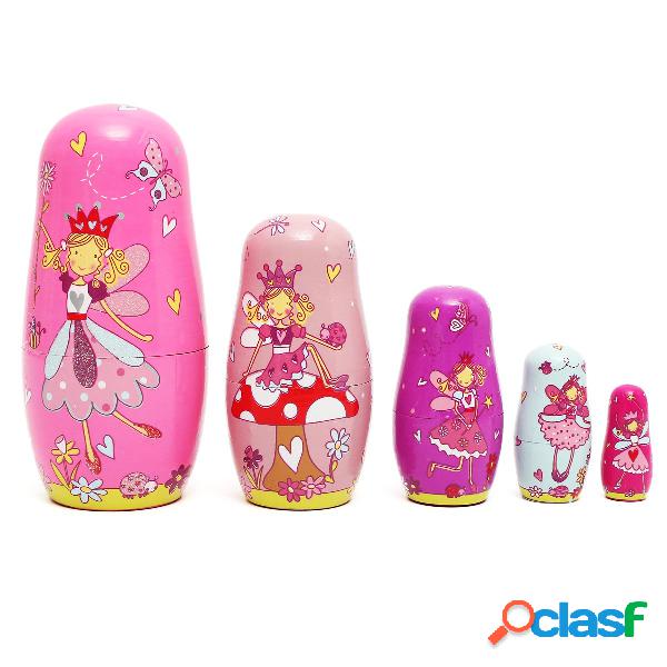 5pcs Madera de hadas del ángel Babushka Matryoshka de la