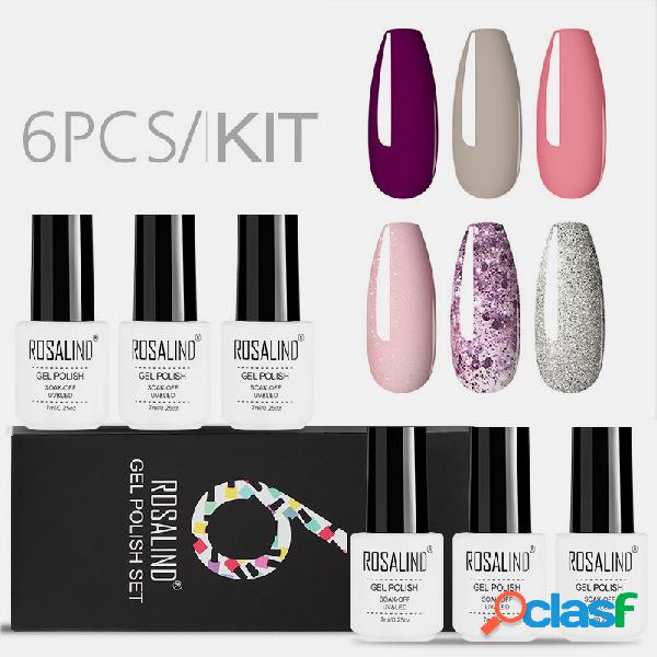 6PCS Gel Uña Set de pulido Color sólido Uña Kit para