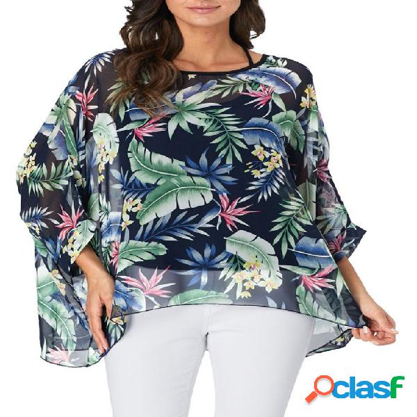 Blusa bohemio con estampado floral y blusa de talla grande