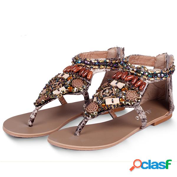 Bohemia Bead Chain Color National Wind vendimia Clip Toe