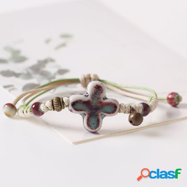 Bohemia hecha a mano Cerámico Cruz Colgante Pulsera étnica