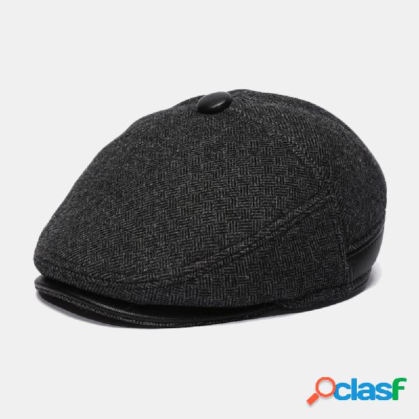 Boina de lana para hombre Gorras Plus Terciopelo grueso