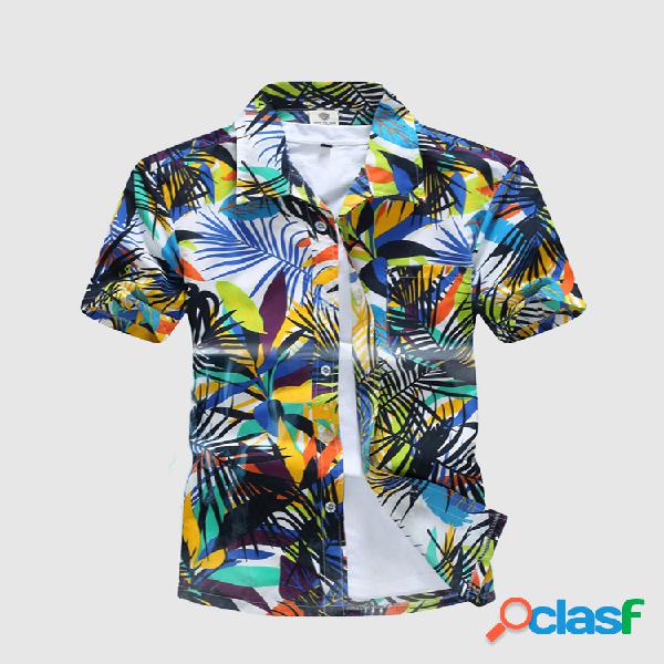 Camisa de aloha de hawai Camisa casual floral suelta de