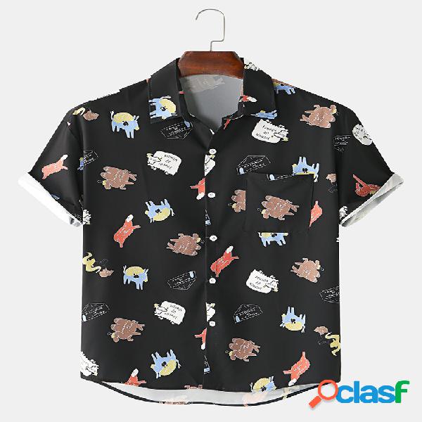 Camisas de manga corta ocasionales sueltas de algodón con
