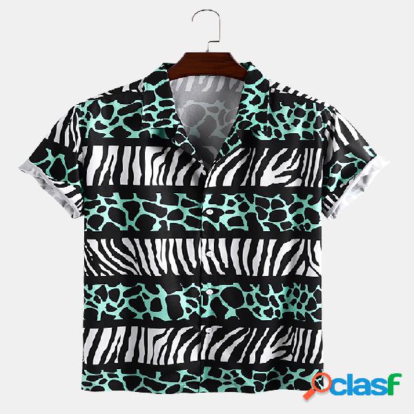 Camisas de manga corta sueltas con estampado de rayas Zebra
