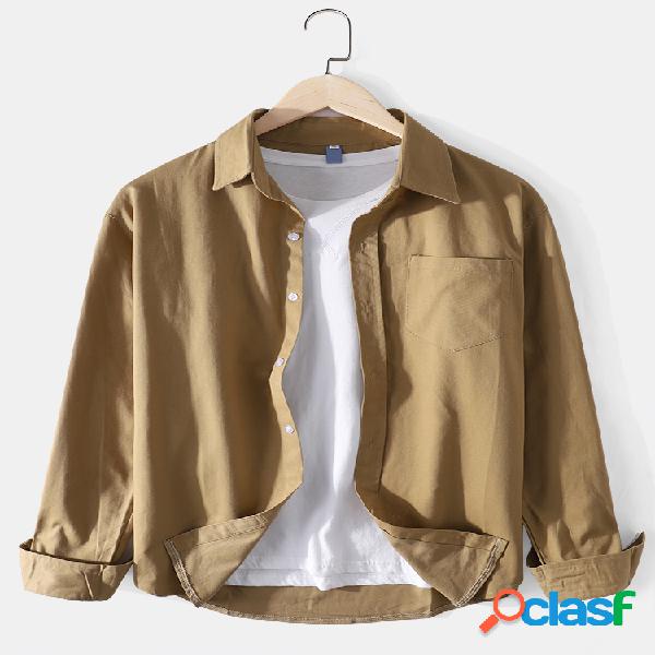 Camisas de manga larga casuales básicas de color sólido de