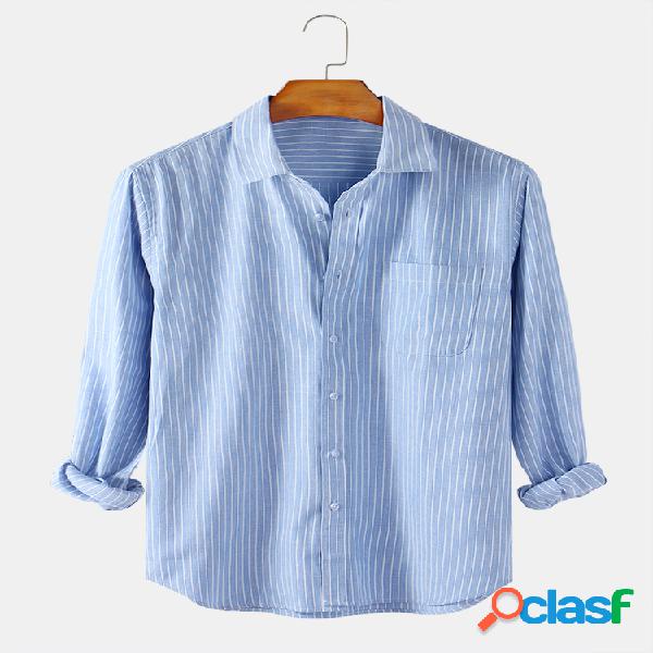 Camisas de manga larga con estampado de rayas básicas de