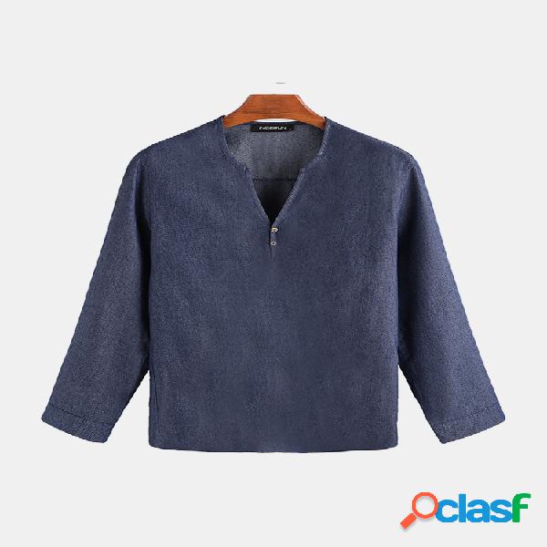 Camisas henley de manga larga transpirables finas lisas para