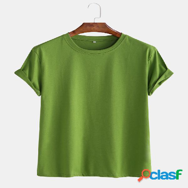 Camiseta básica de algodón de color sólido para hombre