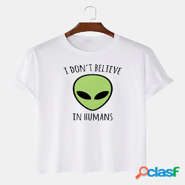 Camiseta casual 100% algodón con estampado Fun Alien para