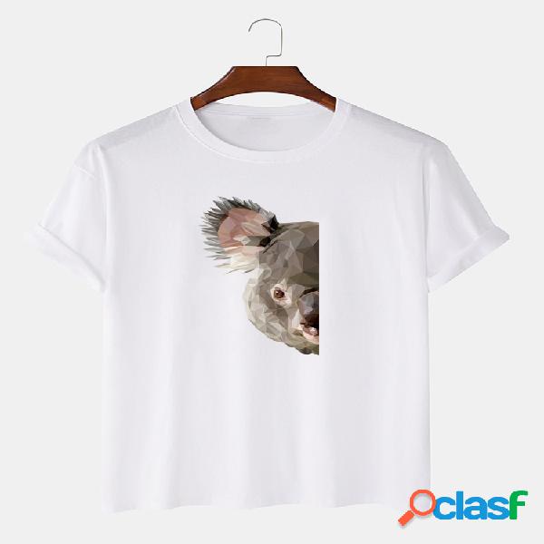 Camiseta casual con estampado de cabeza de koala 100%